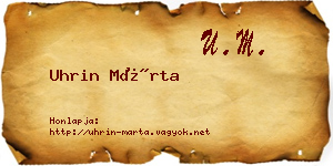 Uhrin Márta névjegykártya