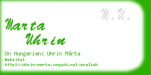 marta uhrin business card